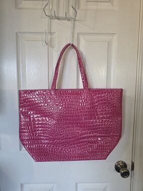 Bath & Body Works Hot Pink Croc-Embossed Tote